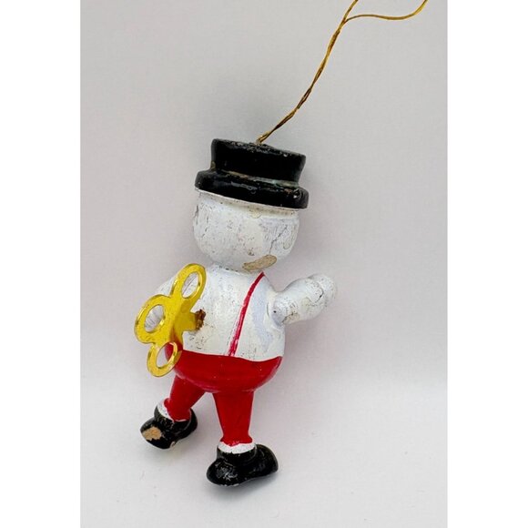 Vintage Wooden Faux Wind-Up Boy Christmas Tree Ornament Hand-Painted Smiling - Picture 7 of 8